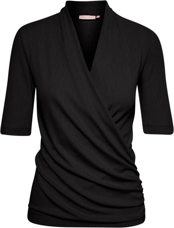 InWear Zwarte Gedrapeerde Blouse met ½ Mouwen Zwart Dames