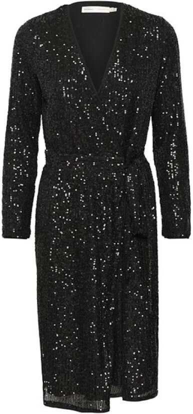 InWear Zwarte Jarjariw Wrap Jurk met Pailletten Black Dames