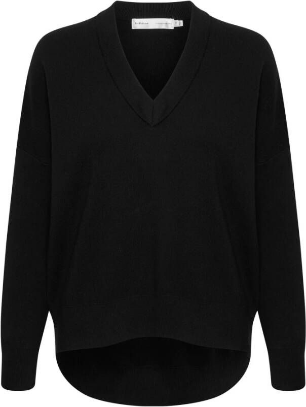 InWear Zwarte V-Hals Gebreide Trui Zwart Dames