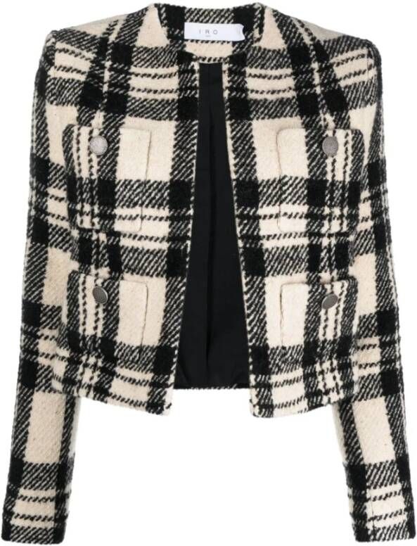 IRO Geruite Korte Jas Beige Dames