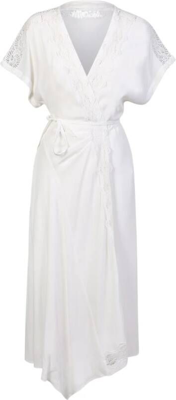 IRO long short-sleeve dress with lace details on the front and shoulders in ivory White Dames