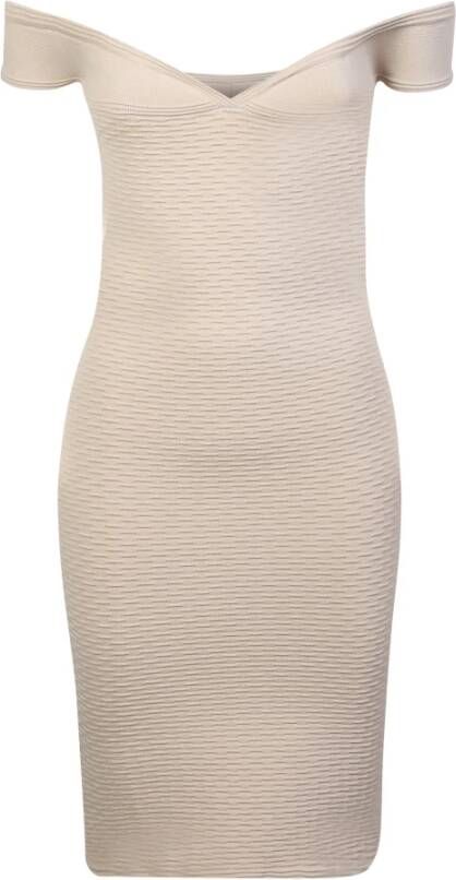 IRO Short off-the-shoulder dress with tailored fit in beige by Beige Dames