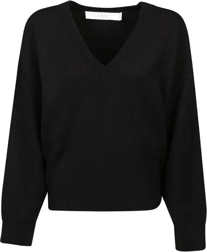 IRO Zwarte Ball Sweater Alpaca Wol V-Hals Black Dames