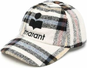 Isabel marant Checked Cap with Logo Beige Dames