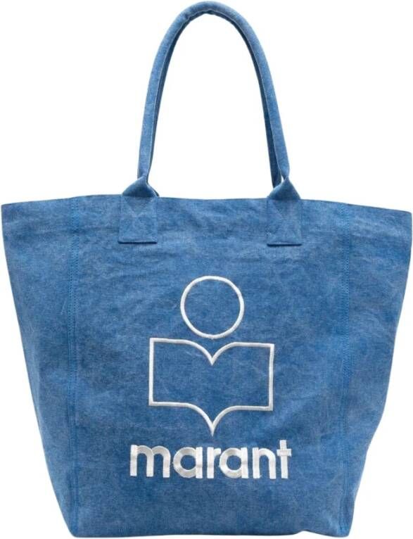 Isabel marant Logo Yenky Tote Bag met Contrasterend Borduurwerk Blue Beige Dames