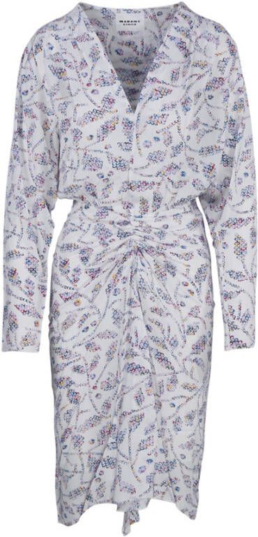 Isabel Marant Étoile Jurk met grafisch patroon en lange mouwen White Dames