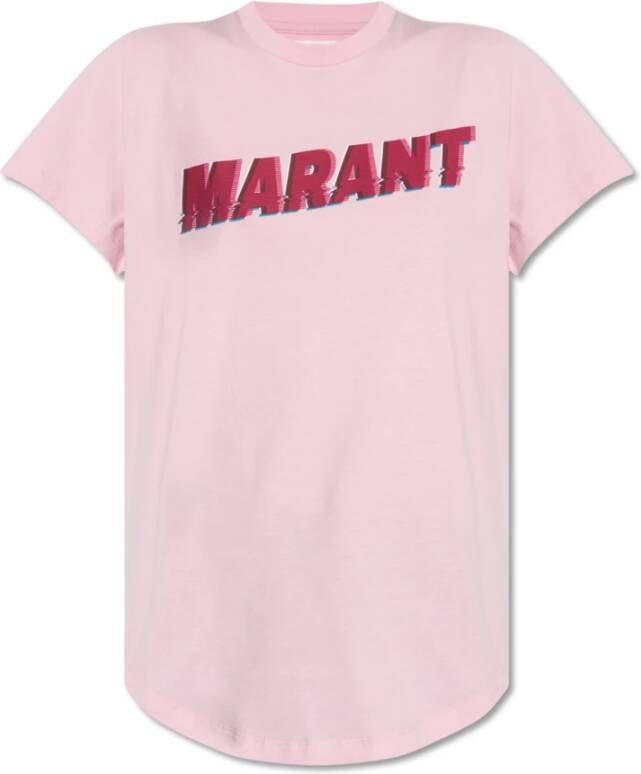 Isabel Marant Étoile Edwige T-Shirt 100% Katoen Beige Pink Dames
