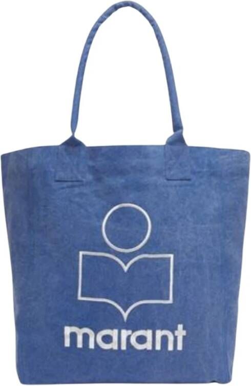 Isabel marant Logo Yenky Tote Bag met Contrasterend Borduurwerk Blue Beige Dames