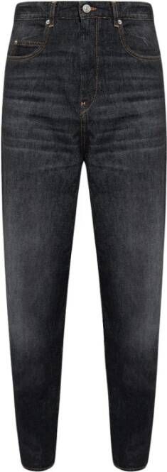 Isabel Marant Étoile Hoge zwarte jeans met logo-detail Black Dames