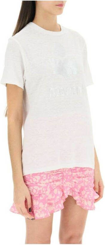 Isabel Marant Étoile Vintage Metallic Logo T-Shirt White Dames
