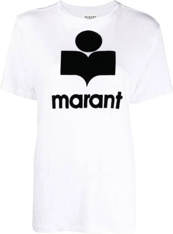 Isabel marant Iconisch Logo Linnen T-shirt White Dames