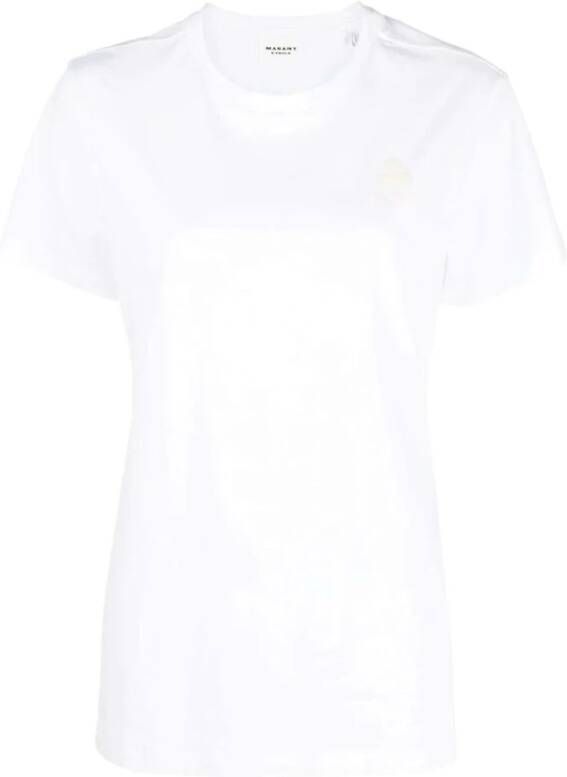 Isabel Marant Étoile Wit T-shirt met geborduurd logo biologisch katoen White Dames