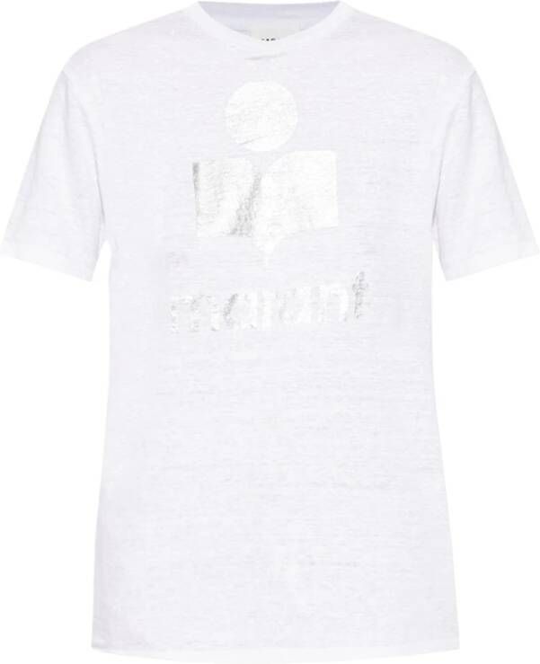 Isabel Marant Étoile Vintage Metallic Logo T-Shirt White Dames