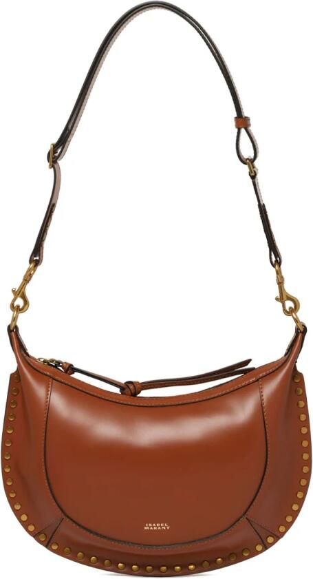 Isabel marant Hobo bags Curved Brown Leather Bag With Gold-Tone Studs in bruin