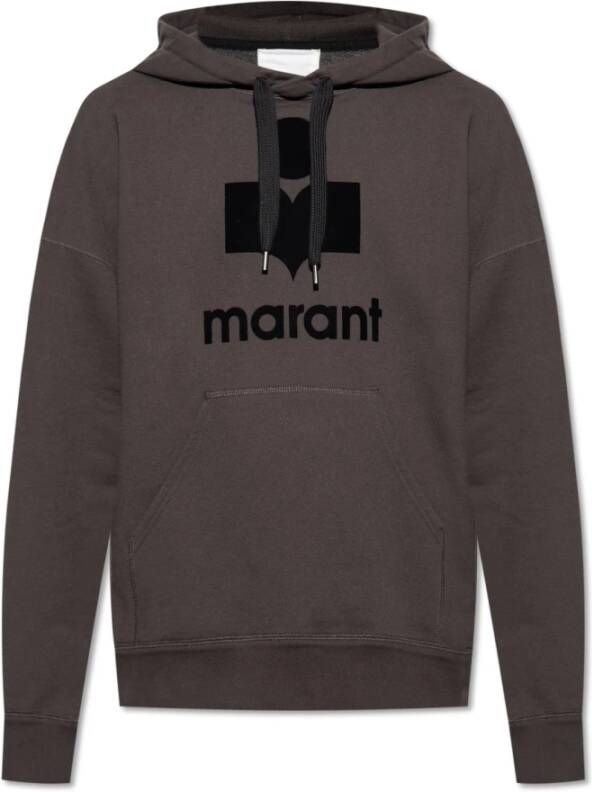 Isabel marant Oversized Miley Hoodie met Flocked Logo Black Heren