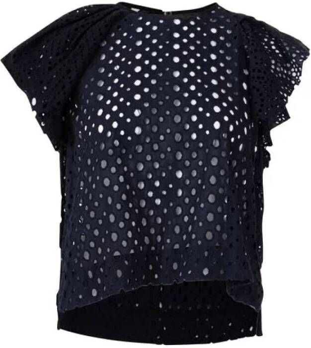 Isabel Marant Pre-owned Broderie Anglaise Navy Top Blauw Dames