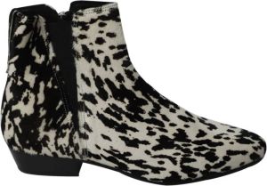 Isabel Marant Pre-owned Etoile Ankle Boots with Cow Print in Hair Wit Dames