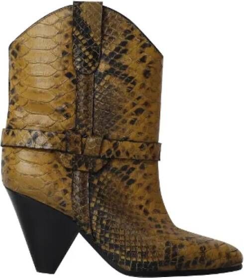 Isabel Marant Pre-owned Gele slangenprint leren cowboy laarzen Yellow Dames