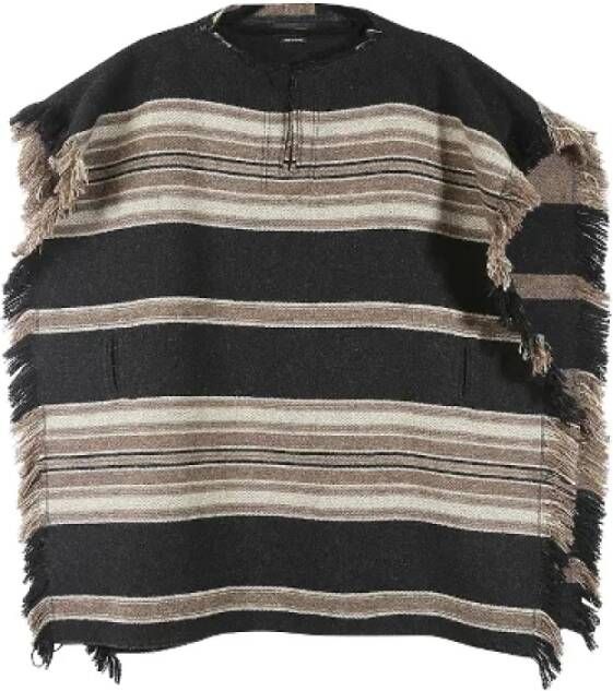 Isabel Marant Pre-owned Gestreepte wollen poncho Zwart Dames