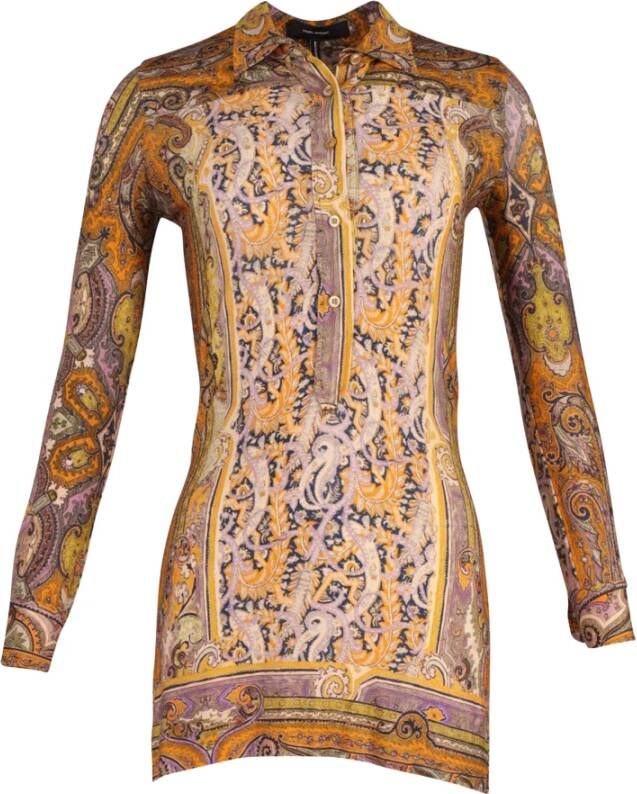 Isabel Marant Pre-owned Isabel Marant bodycon paisley jurk in multicolor zijde Bruin Dames