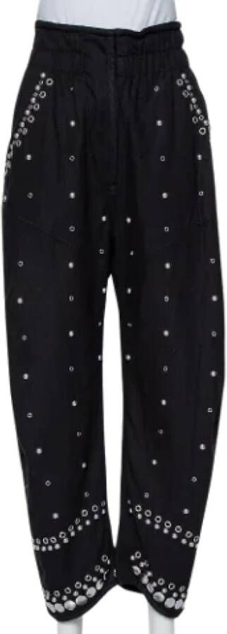 Isabel Marant Pre-owned Katoenen broek met smocked taille en spike versiering Zwart Dames