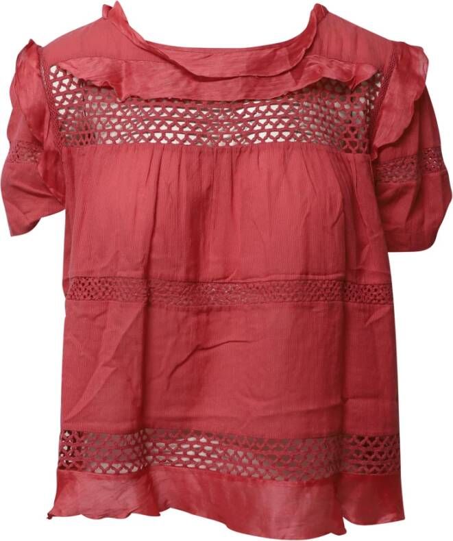 Isabel Marant Pre-owned Preated Etoile Cole Crochet Panel Blouse Roze Dames