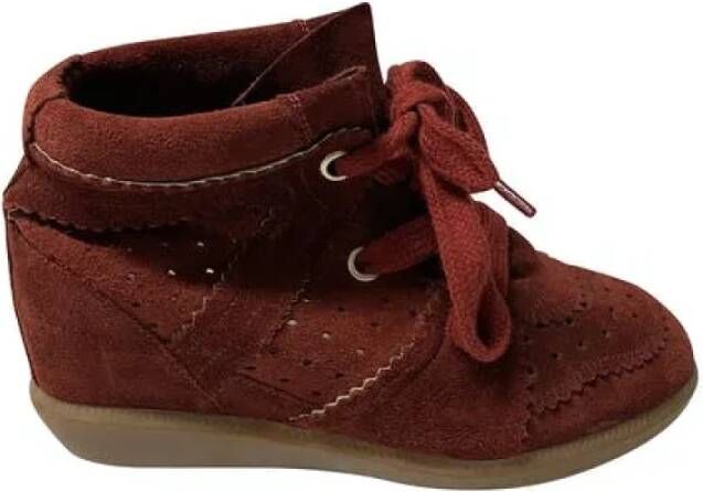 Isabel Marant Pre-owned Preated Suede Sneakers Rood Dames
