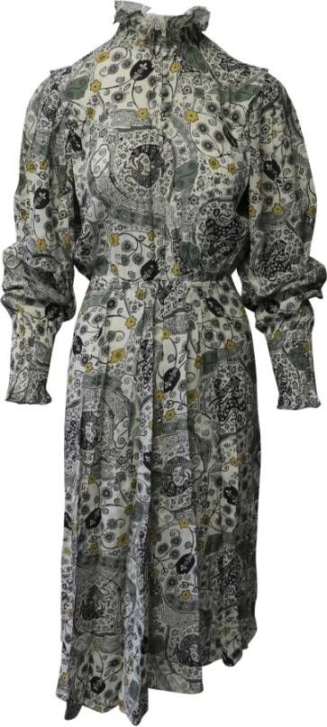 Isabel Marant Pre-owned Tweedehands ruchhals Midi-jurk met lange mouwen Grijs Dames