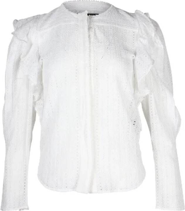 Isabel Marant Pre-owned Witte Katoenen Broderie Anglaise Ruffle-Trim Blouse White Unisex