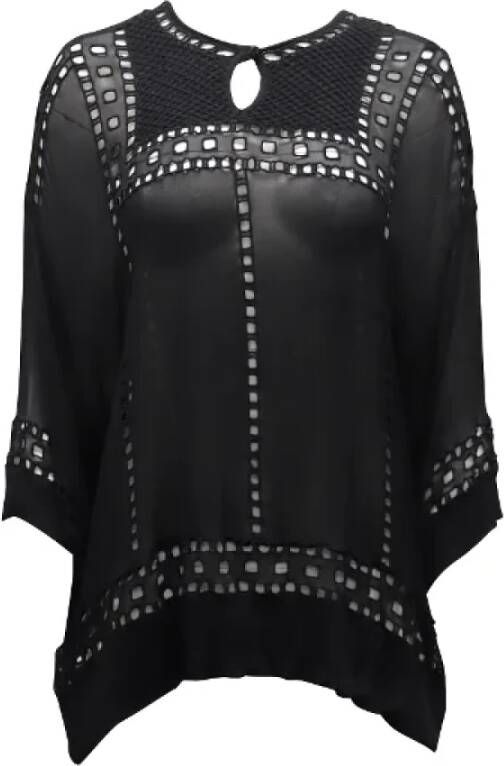 Isabel Marant Pre-owned Zwarte Eyelet Top van Viscose Zwart Dames