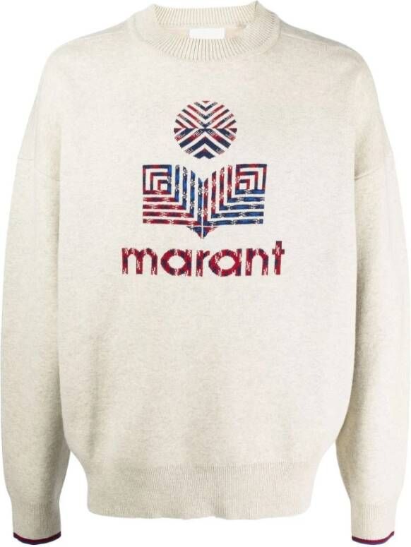 Isabel marant Lichtgrijze Trui met Logoprint Beige Heren