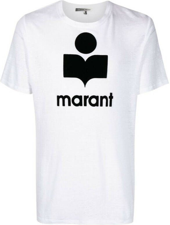 Isabel marant Logo Linnen T-Shirt met Ronde Hals Black Heren