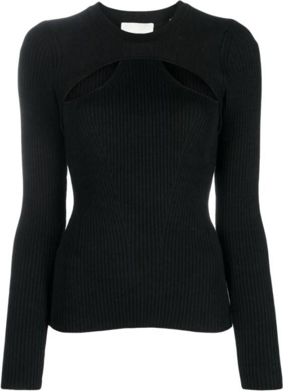 Isabel marant Zwart Geribbeld Cut-Out Sweatshirt Black Dames