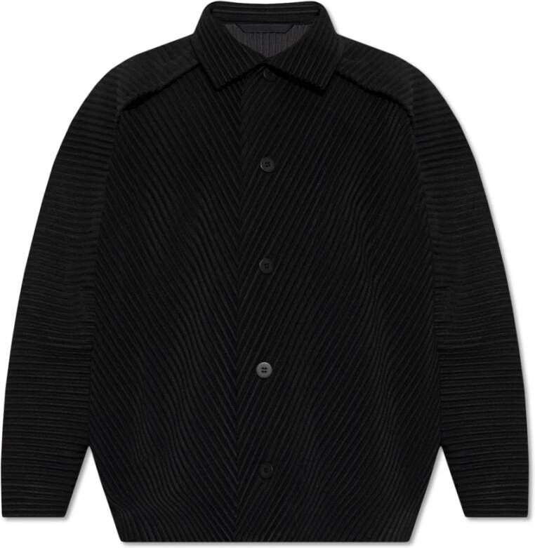 Issey Miyake Geplooide jas met losse pasvorm Zwart Heren