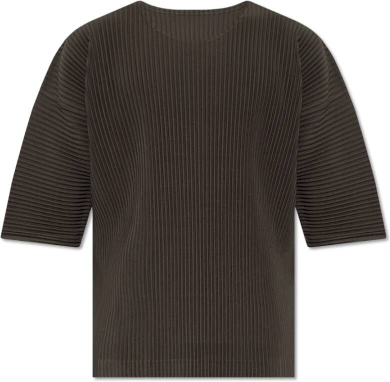 Issey Miyake Geplooide T-shirt Groen Heren
