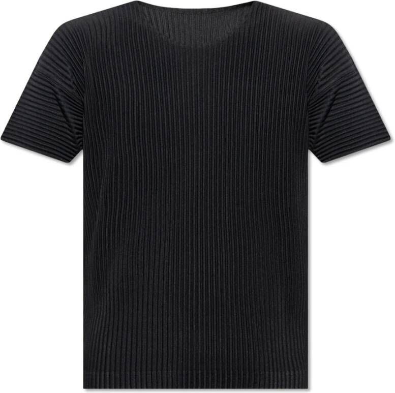 Issey Miyake Geplooide T-shirt met korte mouwen Black Heren