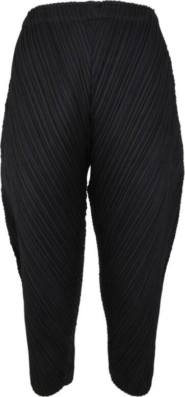 Issey Miyake Leather Trousers Zwart Dames