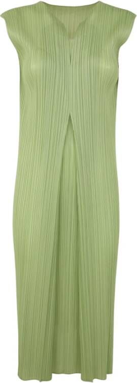 Issey Miyake Lichtgroene April Lange Jurk Groen Dames