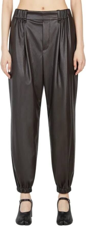 Issey Miyake Leather Trousers Brown Dames