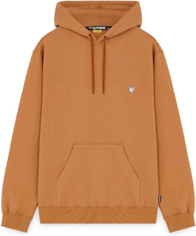 Iuter Bruine Katoenen Sweatshirt met Verstelbare Capuchon en Kangaroezak Brown Heren