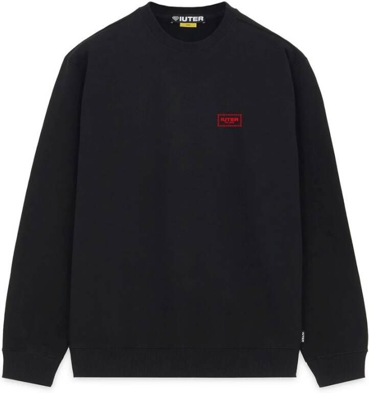 Iuter Zwarte Chain Crewneck Sweatshirt Stijlvol Black Heren