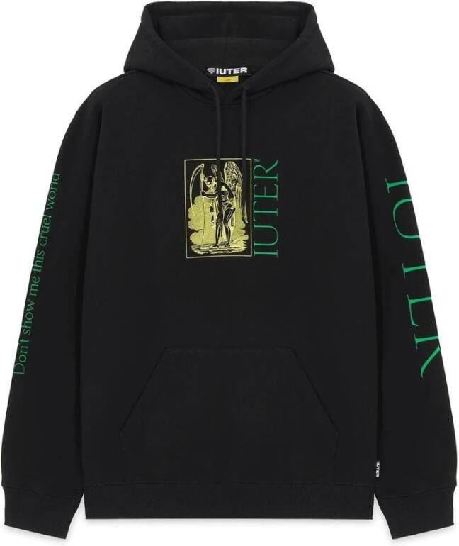 Iuter Zwarte World Hoodie Sweatshirt met lange mouwen Black Heren
