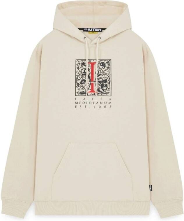 Iuter Dikke Print Hoodie Beige Heren