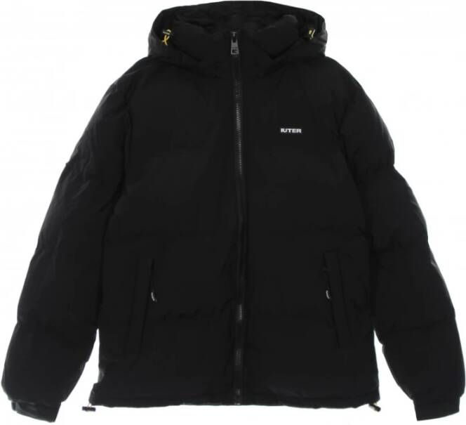 Iuter Down Jacket Puffer Hooded Zwart Heren