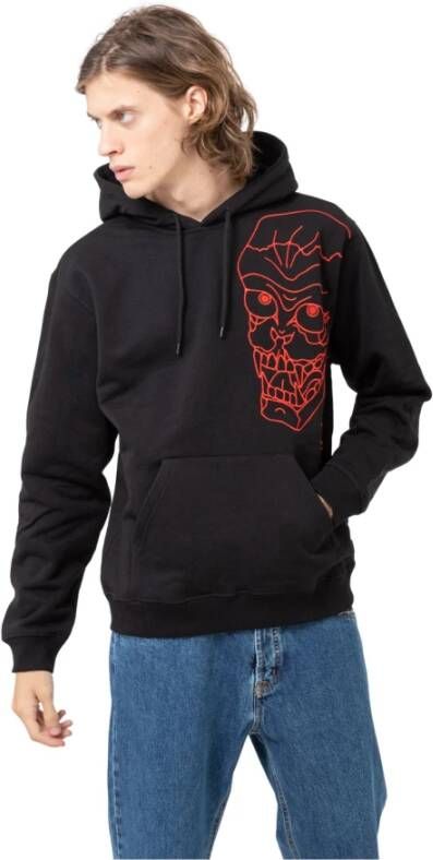 Iuter Zwarte Skull Hoodie met Lange Mouwen Black Heren