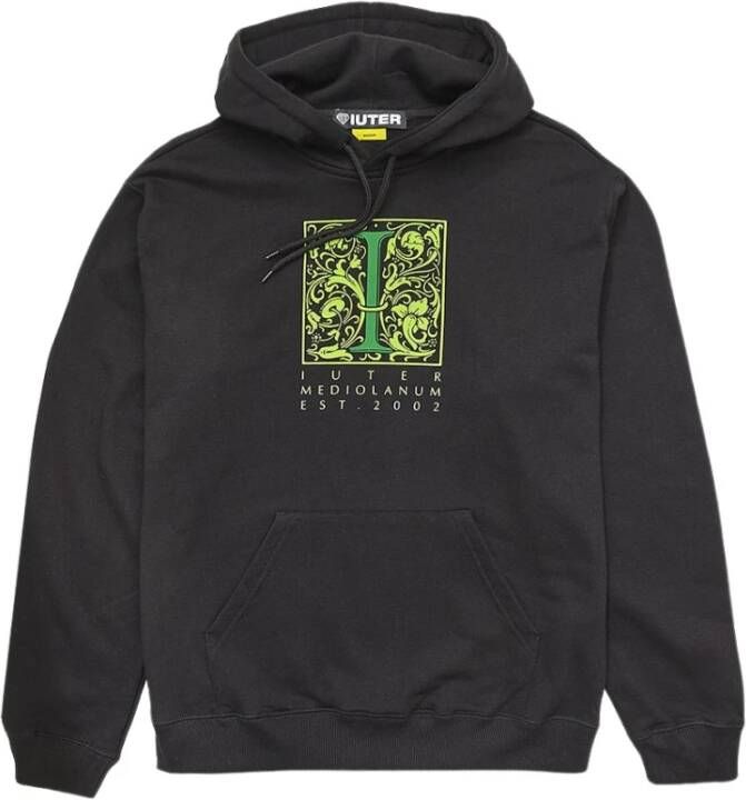 Iuter Zwarte Hoodie met Kangoeroezak Black Heren