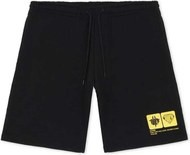 Iuter Zwarte Sweatshorts Elastische Taille Zakken Black Heren