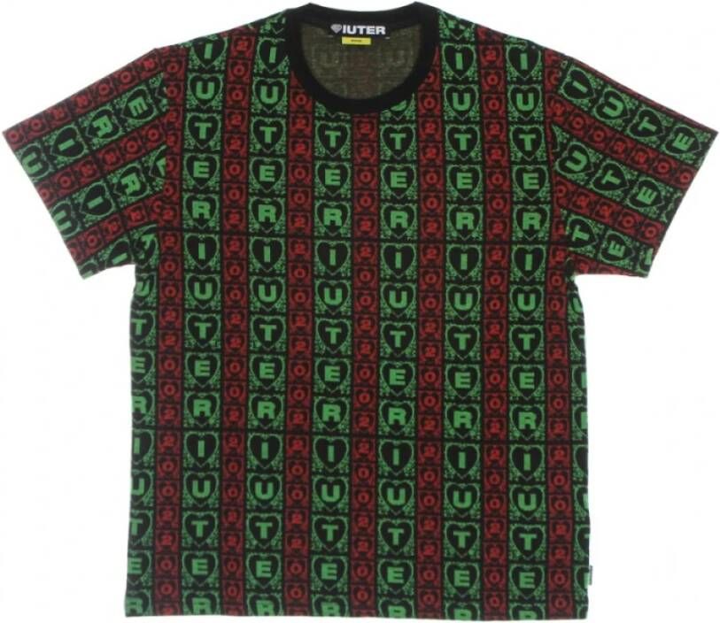 Iuter t-shirt mooie jacquard Groen Heren