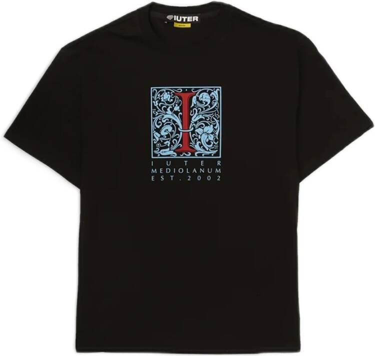 Iuter Zwarte Heren Tee met Logo Print Black Heren