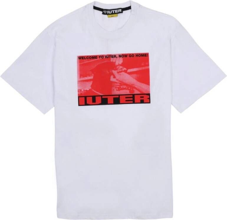 Iuter Witte Mannen Crew Neck T-shirt White Heren